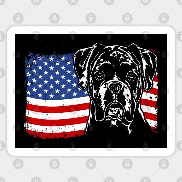 Proud Boxer Dog American Flag patriotic dog Sticker by wilsigns